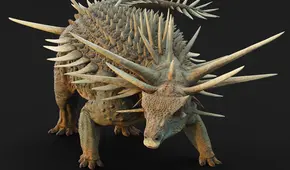 Descubren en África el raro fósil de un dinosaurio con armadura y púas de un metro que sobresalen desde el cuello