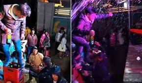 Joven montado en cajas de cervezas intentó saltar a una tarima en plena fiesta, pero sufrió aparatosa caída: “No me río porque podría ser yo”