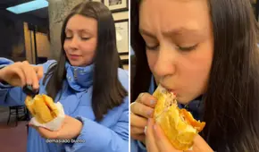 Joven chilena prueba pan con chicharrón y lo compara con la marraqueta de Chile: "¿Cómo un pan con palta le va a ganar?"