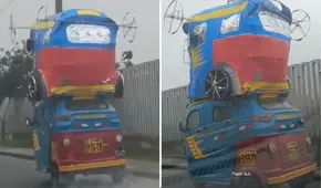 Mototaxi es captada transportando una peculiar 'vaca loca' y usuarios la bautizan como “moto loca”