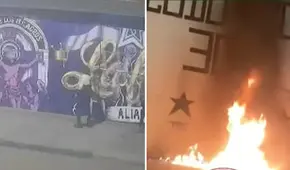 Sujetos no identificados queman y pintan las paredes del Estadio Matute de Alianza Lima