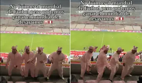 Hinchas se visten de chanchitos en el Estadio Nacional para apoyar al pan con chicharrón en el 'Mundial de desayunos'