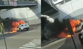 Vehículo se incendia a la altura de la Vía Expresa y causa congestión en San Isidro y Surquillo