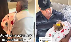 Hombre esconde a su perrita en una cobija como si fuera una bebé: “No era un lugar pet friendly”