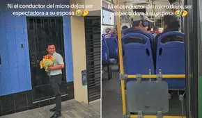 Conductor de transporte público estaciona bus para entregar flores amarillas a su esposa y en redes reaccionan: "Aprendan, hombres"