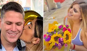 ¿Viajó a Estados Unidos? Paco Bazán sorprendió a Susana Alvarado con un ramo de flores amarillas: "Llegó"