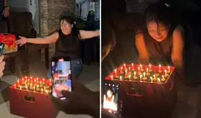 Mujer usa caja de cerveza como torta de cumpleaños y causa furor en redes: "Es que no le gustaba lo dulce"