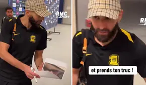 Karim Benzema enfurece y deja 'plantada' a periodista que intentó burlarse para hacer un 'trend': "Coge tu cosa (rotulador)"