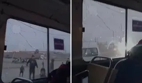 Paro de transportistas en el Callao: bus que trasladaba pasajeros fue atacado a pedradas en la av. Gambetta Paro de transportistas en el Callao: bus que trasladaba pasajeros fue atacado a pedradas en la av. Gambetta