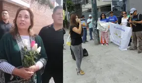 Dina Boluarte es respaldada por grupo violentista 'La Resistencia': los recibió en los exteriores de su casa