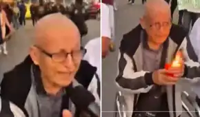 Adulto mayor conmueve al marchar con andador y manda emotivo mensaje a los jóvenes: "Queremos que den luz"