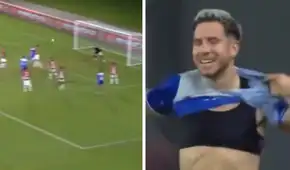 Adrián Ugarriza marcó el gol del triunfo para su equipo al último minuto, pero fue expulsado por celebrar quitándose la camiseta