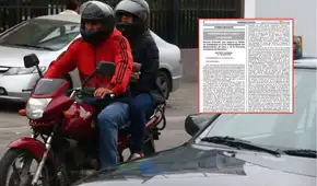 Gobierno prohíbe a motociclistas llevar acompañantes mientras dure el Estado de Emergencia en Lima y Callao