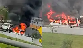 Conductor incendia su miniván en avenida Javier Prado para evitar ser fiscalizado por ATU en San Borja