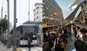 Pasajeros del Metropolitano hacen largas colas por tráiler que invadió su vía exclusiva Pasajeros del Metropolitano hacen largas colas por tráiler que invadió su vía exclusiva
