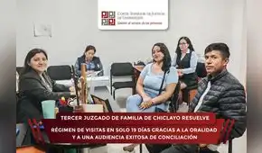 Tercer Juzgado de familia de Chiclayo resuelve régimen de visitas en solo 19 días gracias a la oralidad y a una audiencia exitosa de conciliación
