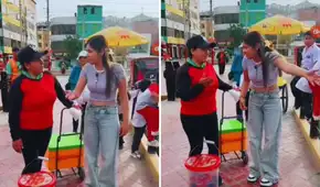 Vendedora ambulante recrimina a tiktoker Jilary por no ayudarla a vender sus gelatinas, pero ella le responde: "No es la manera"