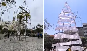 Árbol de Navidad instalado en la plaza principal de Chiclayo genera indignación y rechazo entre los vecinos: "Parece papel higiénico en un tubo"
