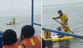 Turistas quedan impactados al encontrar a heladero vendiendo en el mar: “Peligrosamente, cerca de ti”