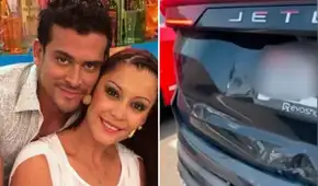 Karla Tarazona y Christian Domínguez sufren accidente vehicular y muestran cómo quedó su camioneta: “Nos chocaron”