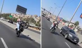 Motociclista realiza riesgosas piruetas a velocidad y termina accidentado en plena Panamericana Sur
