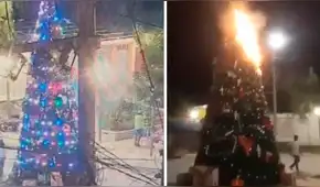 Piura: árbol navideño del distrito de La Unión se incendia en Nochebuena