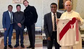 Teófilo Cubillas, Ricardo Gareca y Edwin Oviedo se reunieron con el papa León XIV y le regalaron histórica camiseta de la selección peruana