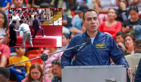 José Jerí sufre un resbalón por intentar subir al escenario corriendo durante inauguración en Trujillo