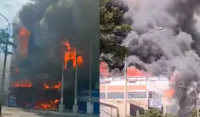 Fuerte incendio consume tienda de repuestos para autos en Trujillo: falta de agua complica la emergencia