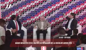 Agustín Lozano y Mano Menezes casi son golpeados por banner que cayó durante la presentación del DT de la selección peruana