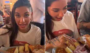 María Becerra prueba carapulcra en restaurante peruano de Pueblo Libre y queda fascinada: "No puede ser, todo es rico"