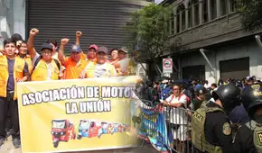 Mototaxistas se movilizan por la av. Abancay en marcha frente al Congreso ante ola de asesinatos y extorsión