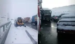 Fuerte nevado bloquea la Carretera Central en Ticlio y varios vehículos quedan varados