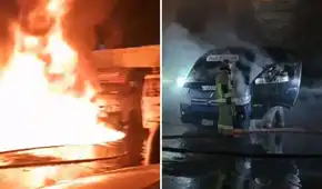 Feroz incendio consumió cochera con 14 vehículos de transporte público en Independencia: conductores no descartan ataque por extorsión