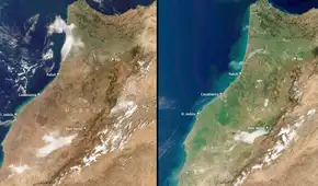 Las imágenes satelitales muestran el gran cambio: las lluvias intensas transformaron un territorio que no se veía tan verde en una década