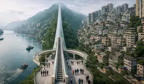 China desafía al mundo con una gigantesca escalera eléctrica de 905 metros que permite un recorrido al aire libre por 20 minutos