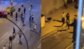Presuntos hinchas de la "U" y Sporting Cristal protagonizan violento enfrentamiento en plena vía pública en Breña