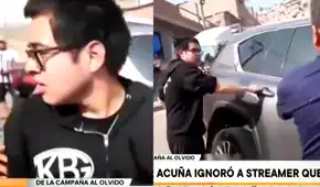 Streamer Sacha pasa incómodo momento al intentar subir a carro de César Acuña: fue rechazado por seguridad del político y quedó en la calle