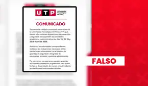 Es falso que la UTP Ica haya decidido suspender sus actividades por cuatro días tras sismo de 6,1 que remeció Ia ciudad