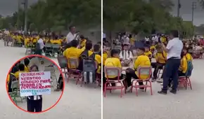 Escolares estudian en plena pista por problemas en la reconstrucción de colegio: obra está paralizada desde hace 11 años
