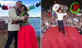 ¿Apoyan a JP? Mark Vito y su novia Leslie Echavarrí sorprenden al lucir traje típico en Puno con colores asociados al partido