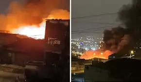 Fuerte incendio consume viviendas en Villa El Salvador: 9 unidades de bomberos atienden la emergencia