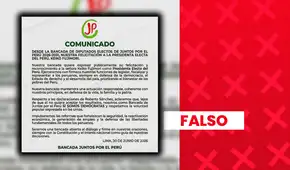 Es falso que diputados de Juntos por el Perú hayan reconocido a Keiko Fujimori como presidenta electa: comunicado viral fue desmentido por el partido