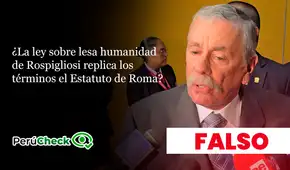 Fernando Rospigliosi: es falso que su ley sobre lesa humanidad tenga los mismos términos que el Estatuto de Roma
