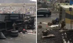 Accidente en Vía Evitamiento genera congestión vehicular: camión se volcó cerca de Puente Nuevo