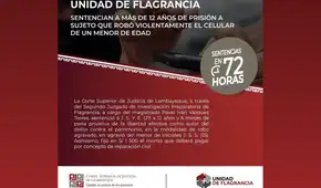 Condenan a más de 12 años de prisión a sujeto que robó violentamente a un menor en Lambayeque
