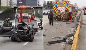 Accidente en Vía Expresa: auto choca con guardavía y termina destruido cerca de la estación Canadá del Metropolitano
