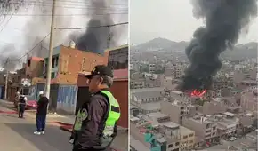 Fuerte incendio consume un almacén en Ate y más de 10 unidades de bomberos atienden la emergencia