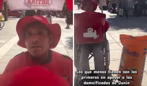 Heladero en silla de ruedas conmueve al comprar un saco de arroz para donarlo por sismo en Junín: “Tenía un ahorrito”
