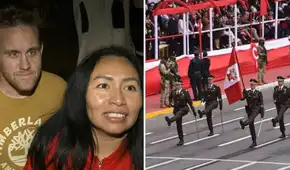 Pareja viajó desde Nueva York para vivir el Desfile Cívico Militar 2026 en la avenida Brasil: "Te amo, Perú"